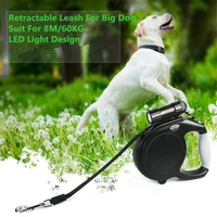 durable large big dog leash retractable pet leads led light extending automatic 8m 60kg hauling cable for german shepherd dog