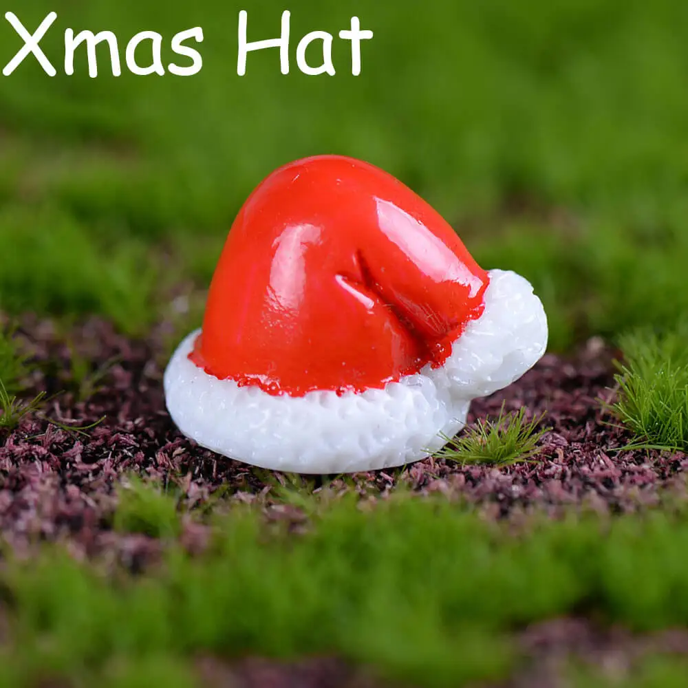 xmas hat 1 шт. миниатюрная Рождественская елка Санта Клаус Снеговики Подарочная коробка Террариум аксессуары Волшебные садовые фигурки мультфильм кукла украшения - Цвет: xmas hat