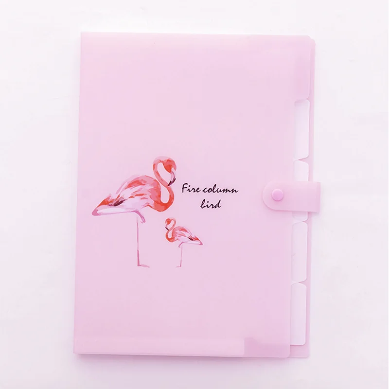 pink Корейский кавайный Фламинго А4 Сумка для документов для девочек папка для файлов расширяющийся кошелек милые Креативные канцелярские принадлежности Школьные принадлежности - Цвет: pink