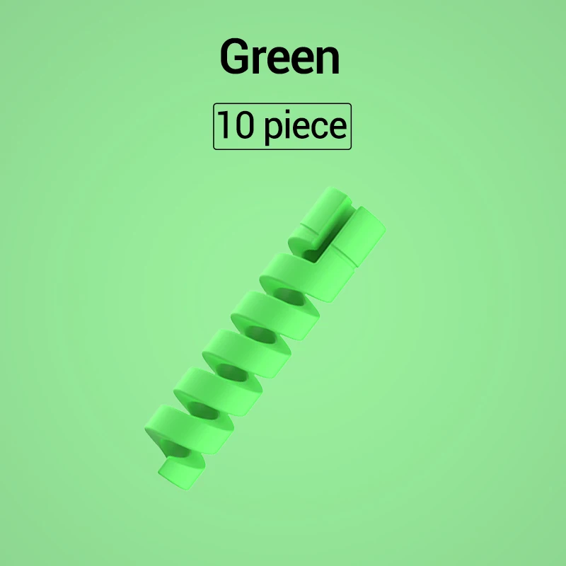 10pcs Green PZOZ 10 шт. кабель протектор кремнезема зарядное устройство протектор кабель для iphone samsung кабель управление organizador кабели провода Организатор - Цвет: 10pcs Green
