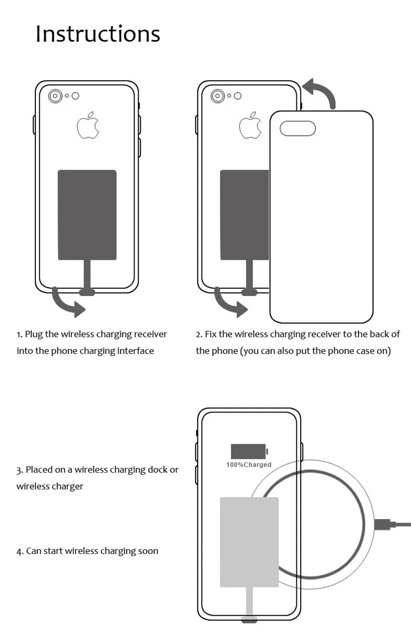 Беспроводное зарядное устройство приемник для iPhone 7 6 5 samsung a5 7 беспроводной зарядный приемник для Xiaomi 5 6 Redmi 4x oneplus lg