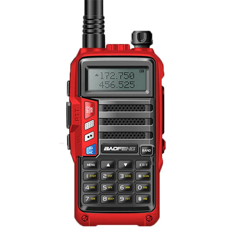 Красный BAOFENG UV-S9 8 Вт Высокая мощность VHF/UHF136-174Mhz& 400-520 МГц Двухдиапазонная 10 км длинный диапазон утолщенная батарея рация CB радио - Цвет: Красный