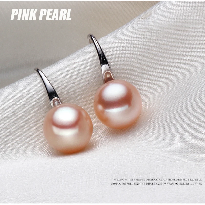 pink pearl earring Свадебные серые серьги с натуральным жемчугом, черные модные 925 пробы серебряные серьги с пресноводным жемчугом для женщин - Цвет камня: pink pearl earring
