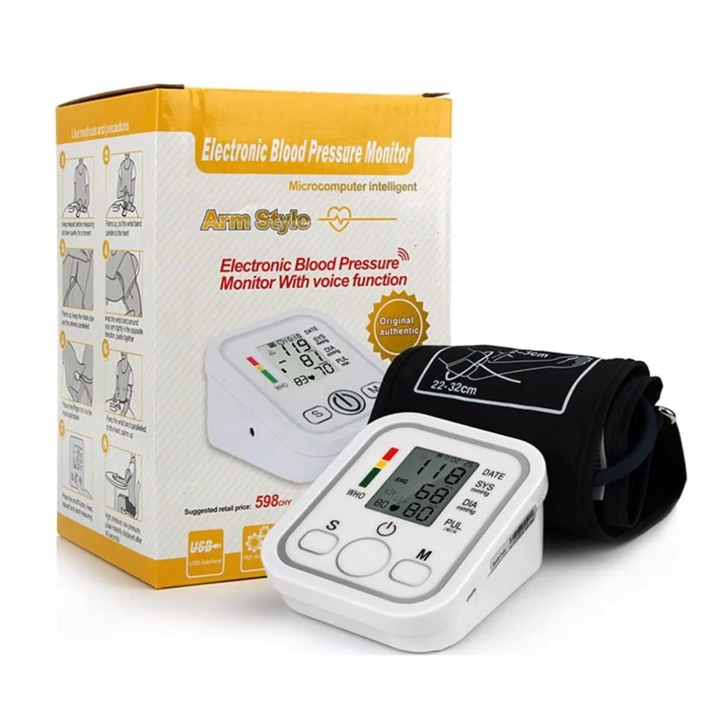 Digital Arm Blood Pulse Pressure Monitor Electric Voice Tonometer Meter Health Care 99 Memory Sets Household Sphygmomanometer