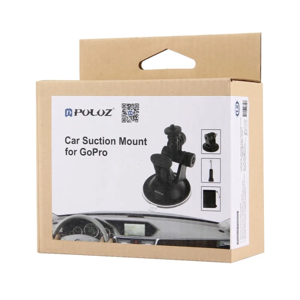PULUZ Car Suction Cup Mount with Screw &amp Tripod Adapter Storage Bag for GoPro HERO9 Black 8 7 6 5/ DJI Osmo Action | Электроника