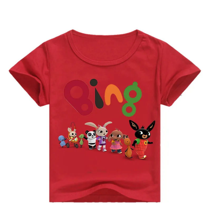 Футболка Z& Y От 2 до 16 лет Bing Bunny Детские футболки с милым кроликом летние топы для девочек, Забавные футболки, детская повседневная одежда для маленьких мальчиков, футболки