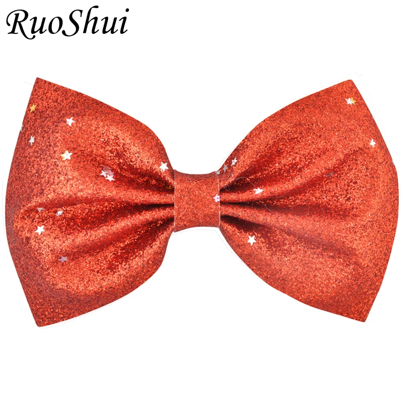 4.5 inches Glitter Leather Hair Bows for Girls Star shining Grip Sequin Hairpins Baby Child Barrettes Accessories | Аксессуары для