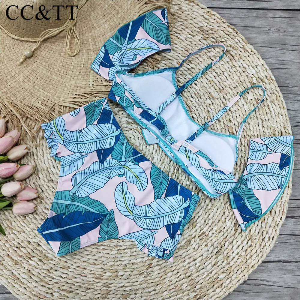 CC &amp TT женский слитный купальник с принтом листьев | Спорт и развлечения