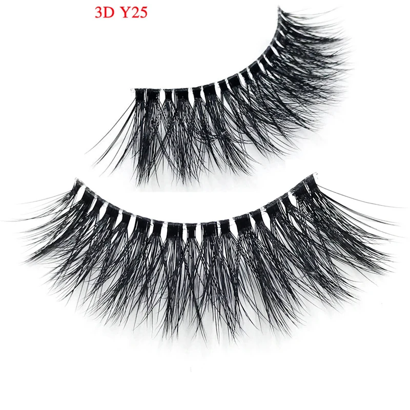 y25 custom box 3D Eyelashes mink false Lashes Luxury Hand Made Silk False lashes reusable private label | Красота и здоровье