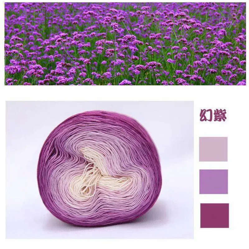 Разноцветная хлопчатобумажная нить с градиентом тонкая пряжа ручное плетение