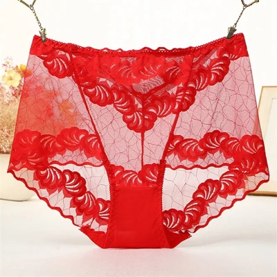 Красный 2 шт./лот ropa interior femenina, сексуальное женское нижнее белье, женское нижнее белье размера плюс 5XL, кружевные прозрачные женские трусики с цветочным рисунком - Цвет: Красный