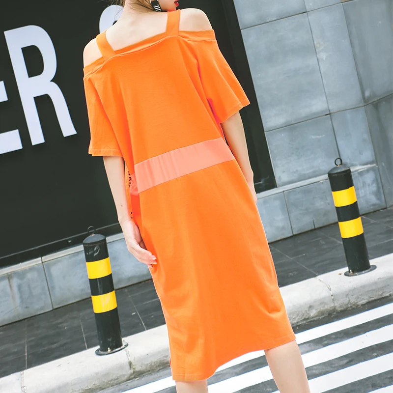 2017 Лето Женщины Платье Мода Письма Печатаются Холодный С Slash Шеи Спагетти Ремень