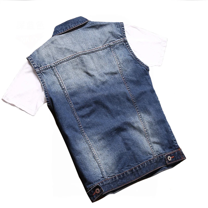 Idopy классический джинсовый жилет Для мужчин Slim Fit без рукавов куртка жилетка