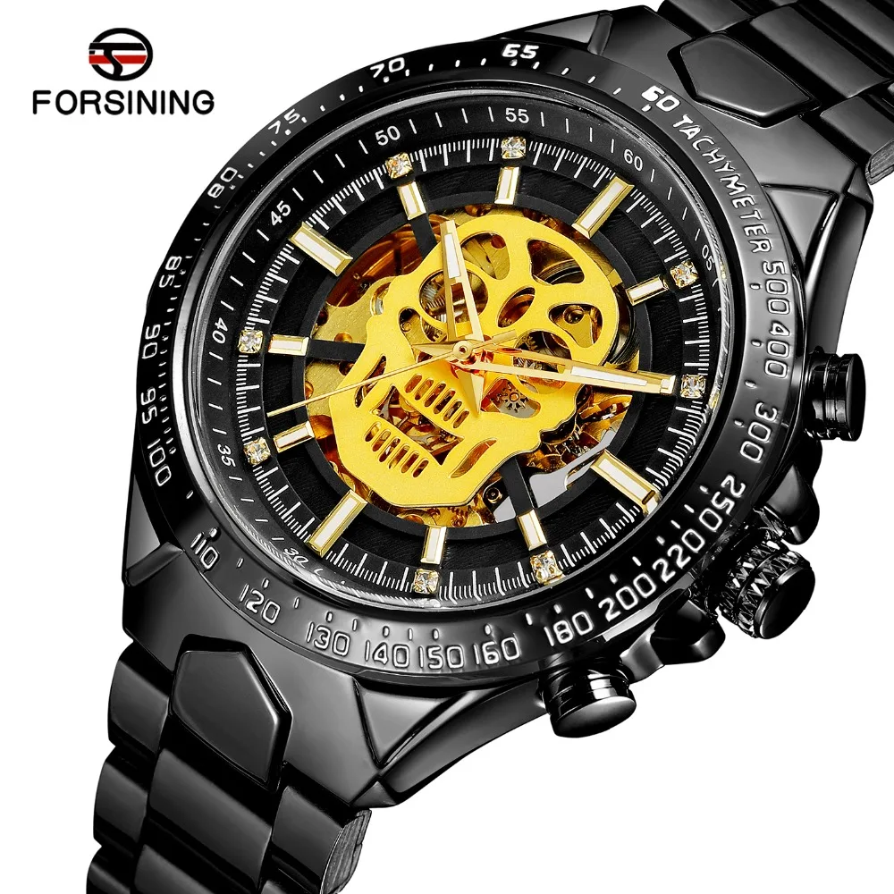 Forsining Men's Fashion Design Analog Skeleton Unique Dial Automatic Movement Stainless Steel Bracelet Wristwatch FSG8174M4 | Наручные