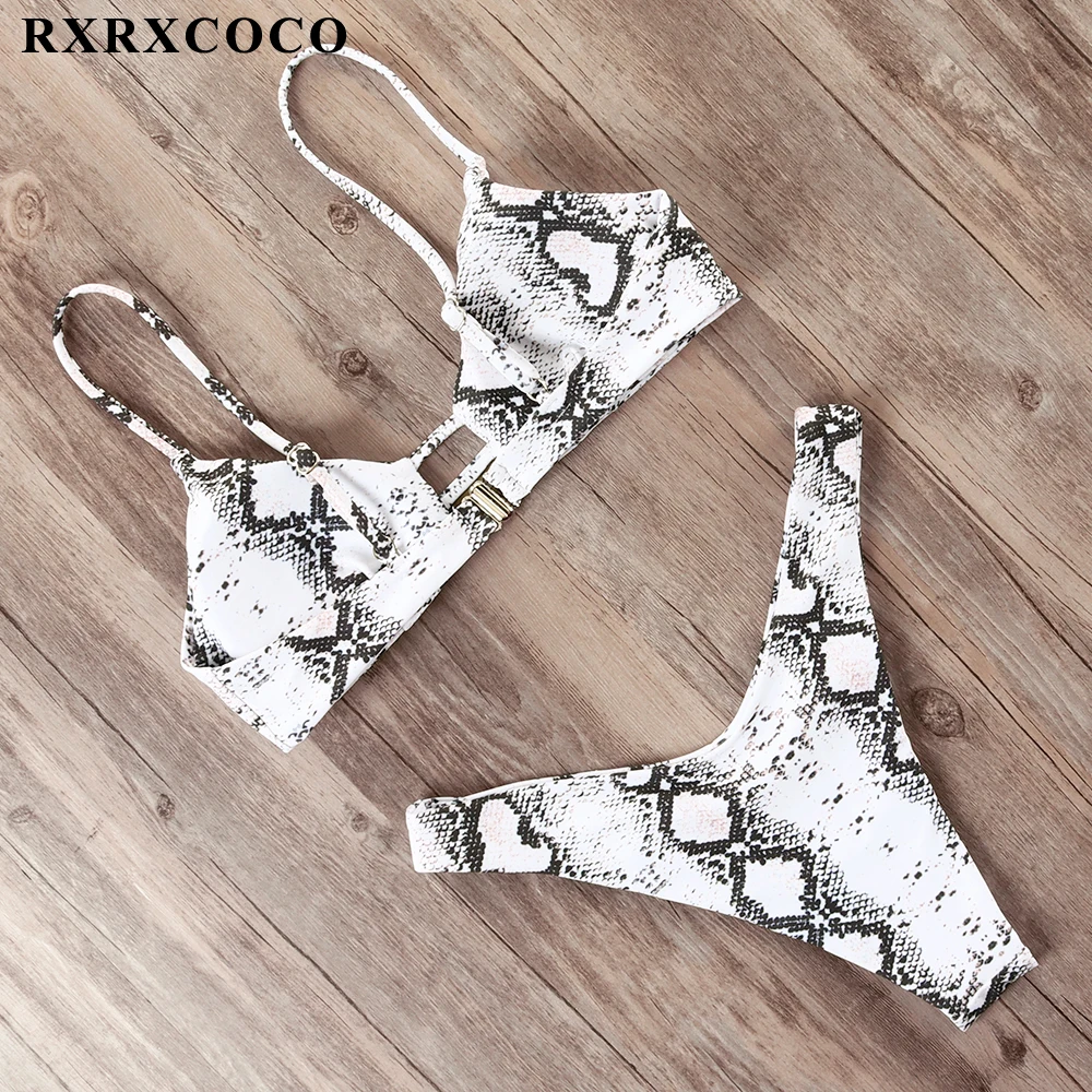 RXRXCOCO бикини 2019 сексуальные стринги женский купальник пуш ап Бразильское змеиный