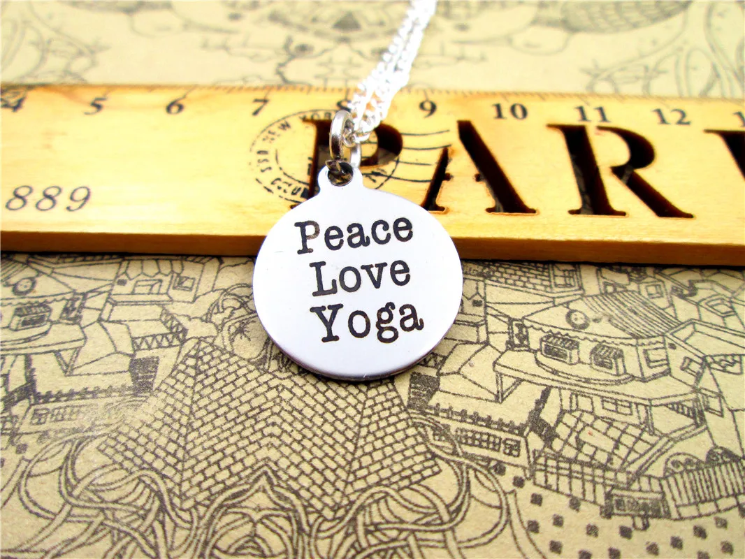 3pcs/lot Fashion stainless steel necklace &quotpeace love yoga&quot Charms Pendant Jewelry Gift more style for choosing | Украшения и