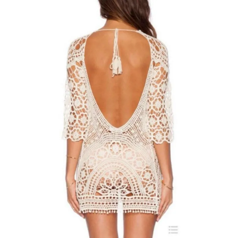 SAKKUS 2018 сексуальное бикини с открытой спиной вязаный купальник накидка летнее