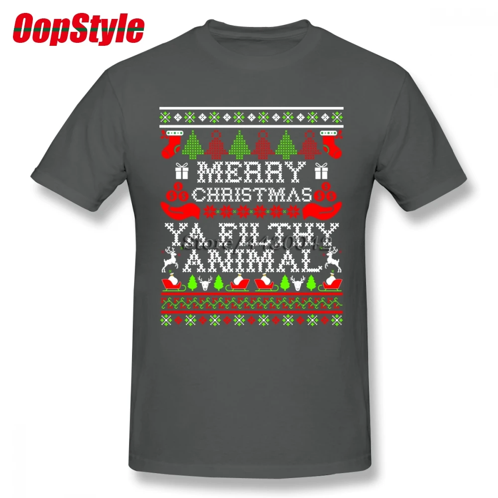 Merry Christmas Ya грязная футболка с животными для мужчин плюс размер хлопковая