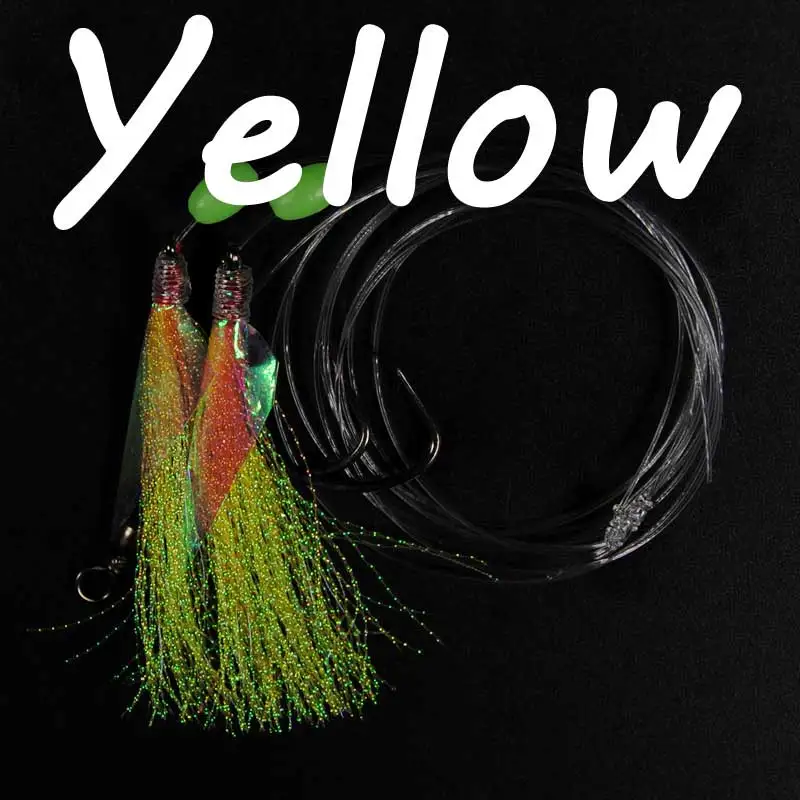 10 bags yellow Bimoo 10 сумок 5/0 рыболовные снасти Сабики с крючками Морская рыбалка розовый желтый зеленый мигалка приманки с бочкой поворотный сельдь - Цвет: 10 bags yellow