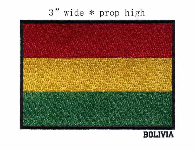 Bolivia 21B 7,62 см в ширину, 1 шт., нашивка с флагом страны, нашивка в полоску, Вышитый Флаг ЕС, США, Ливана, тактические военные нашивки с железом, армейская аппликация - Цвет: Bolivia 21B