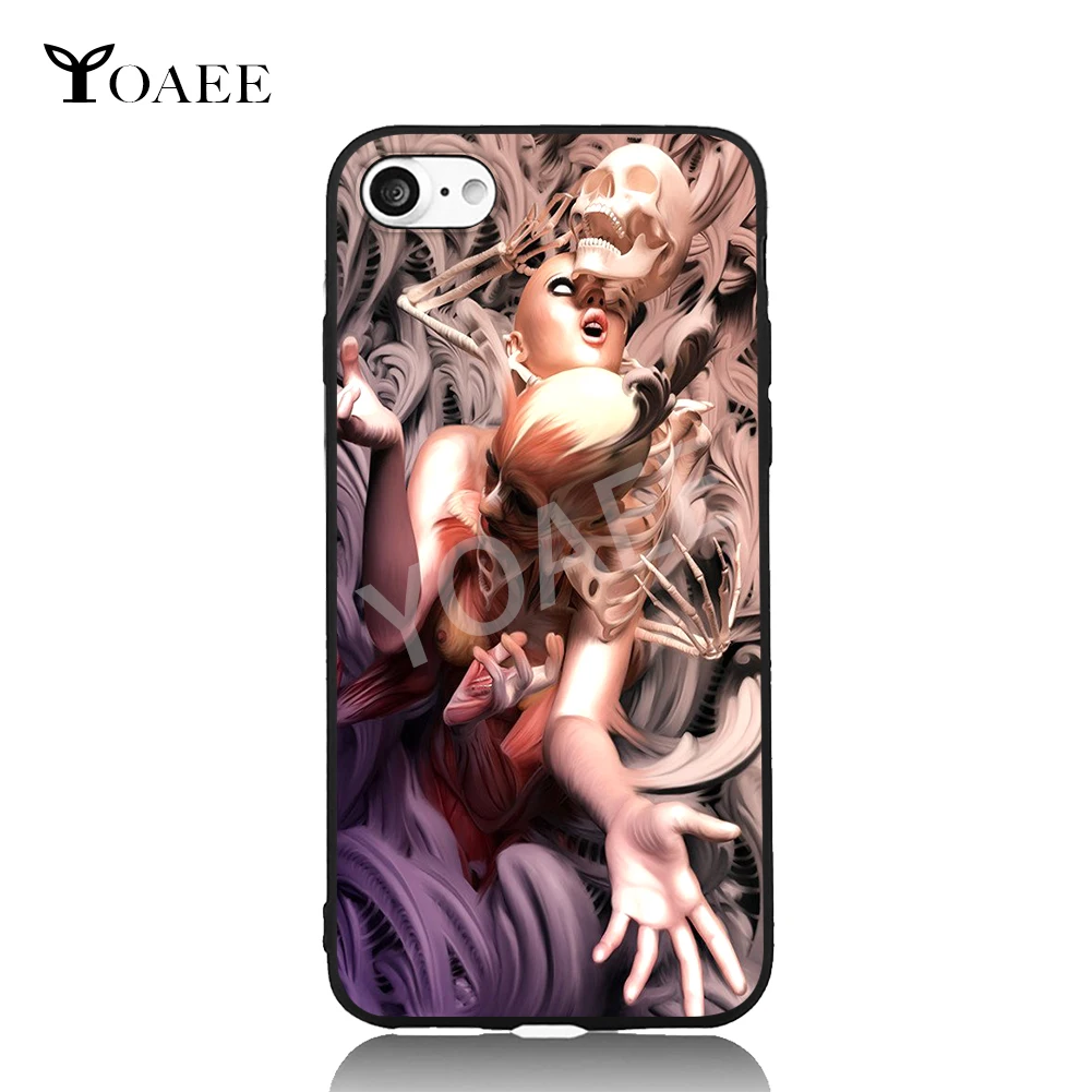 Love of Skull and Girl Fun Art For iPhone 6 6s 7 Plus Case TPU Phone Cases Cover Mobile Protection Decor Gift | Мобильные телефоны