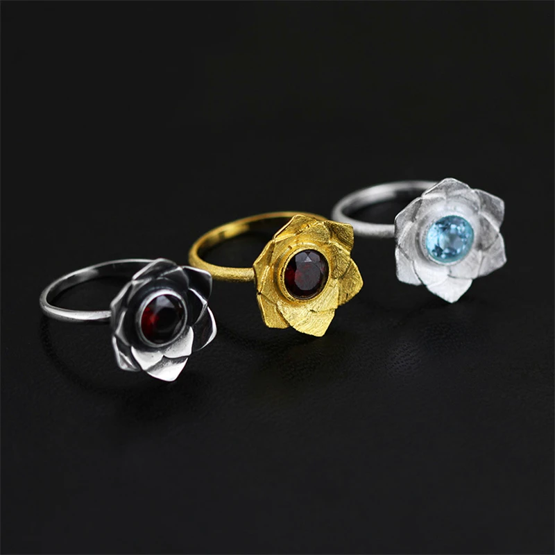 Lotus Fun Moment реального 925 пробы серебро Натуральный камень творческий ручной Модные