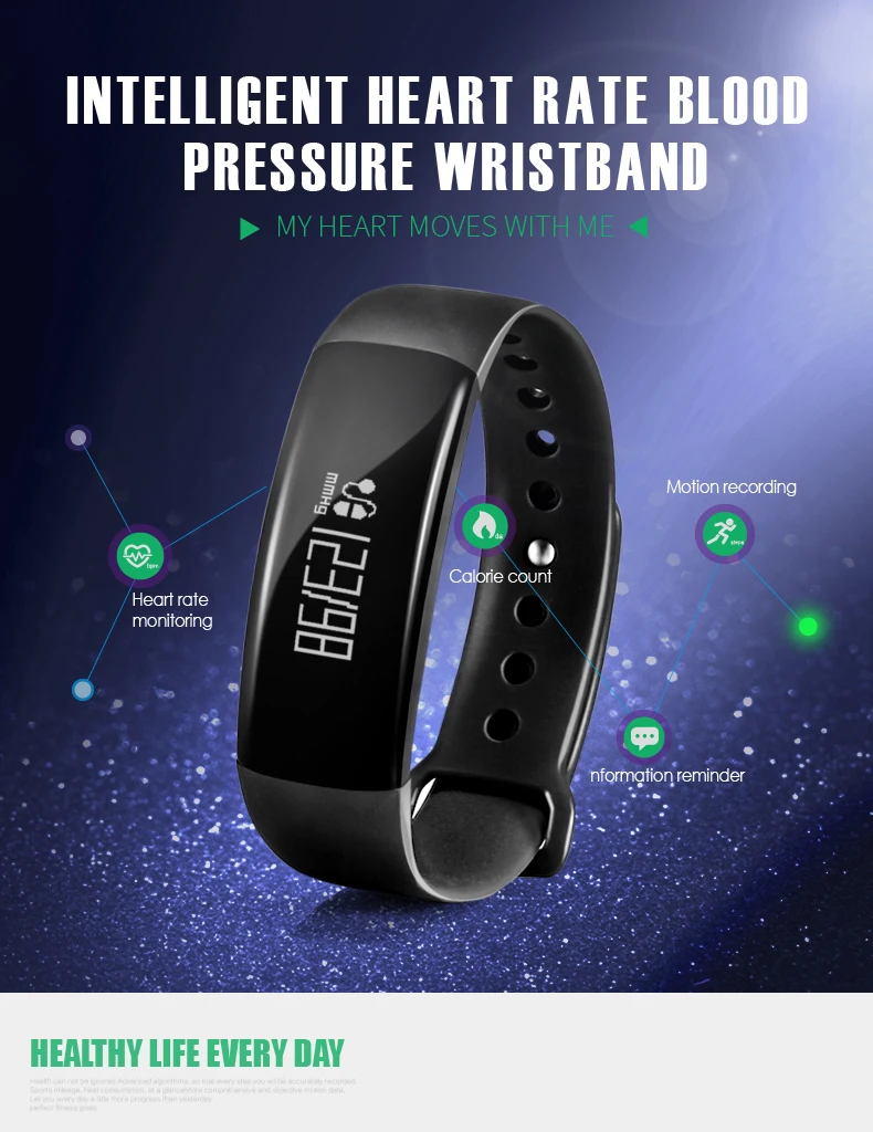 Smartch Smart Bracelet Real-time Heart Rate Blood Pressure Monitor Waterproof Touch Screen Watch Wristband for IOS/Android | Электроника