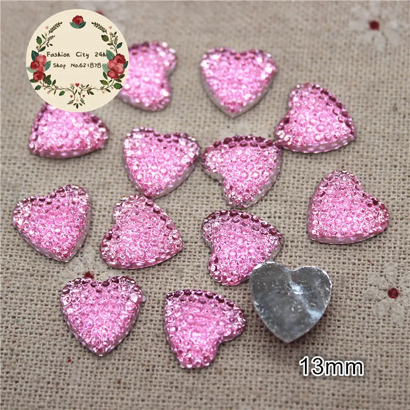 100 шт. 13 мм прозрачный белый/розовый/фиолетовый акриловый кабошон в форме сердца с