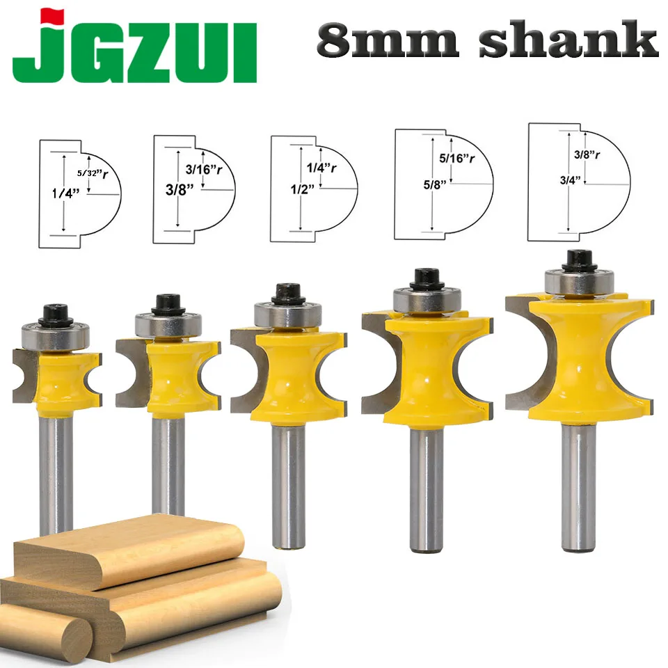 

1Pc 8mm Shank Bullnose Router Bit Set C3 Carbide Tipped Woodworking cutter