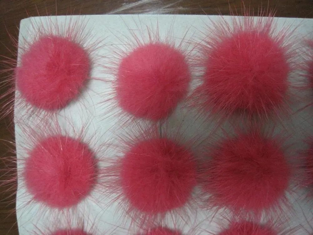 Free shipping!!!! DIY jewelry findings-30mm rubber red color mink fur ball/can select you need color