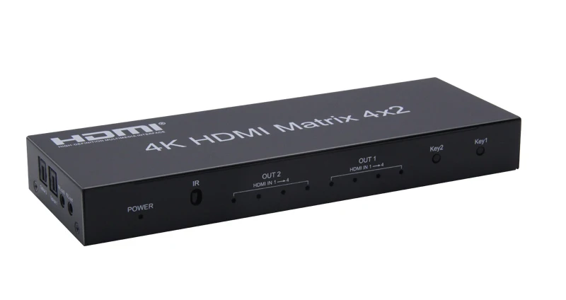 4K x 2K HDMI матричный коммутатор 4x2 HDMI разветвитель с 2 оптическими и стерео выходами с ИК-пультом с поддержкой HDMI V1.4/3D