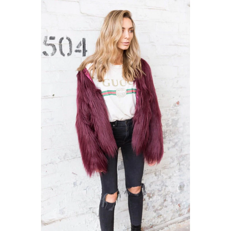 Romantichut искусственного меха пальто женщин зимняя куртка с мехом женский 2017 теплый