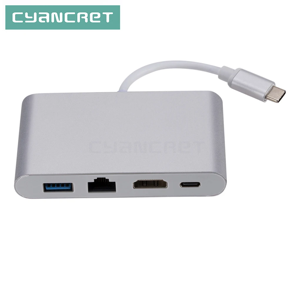 Адаптер Type C USB 3 1 к HDMI 0 RJ45 Ethernet type-C концентратор док-станция конвертер Поддержка 4K