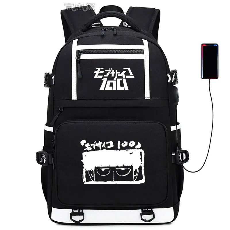 03 Mob Psycho 100 Рюкзак Mobu Saiko Hyaku сумка Повседневная usb зарядка рюкзак аниме Studert школьная сумка для ноутбука дорожная сумка - Цвет: 03