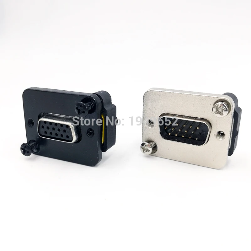 

DB15 data cable connector plug VGA Plug Panel mounting D type connector 3 row 15pin port socket female Male adapter DP15