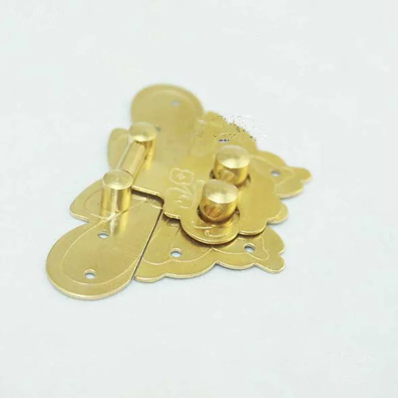 

Brass Butterfly Buckle Hasp Hasp Wooden Wine Box With Lock Buckle Antique Padlock Hardware,Yellow/Gold Color,58*38mm