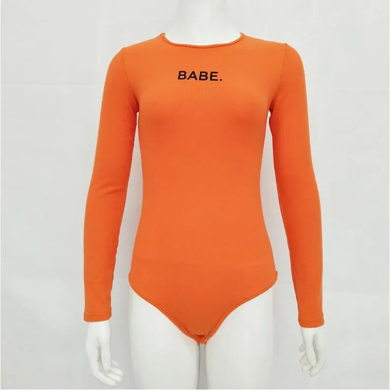 Осенний сексуальный облегающий боди с буквенным принтом женский комбинезон