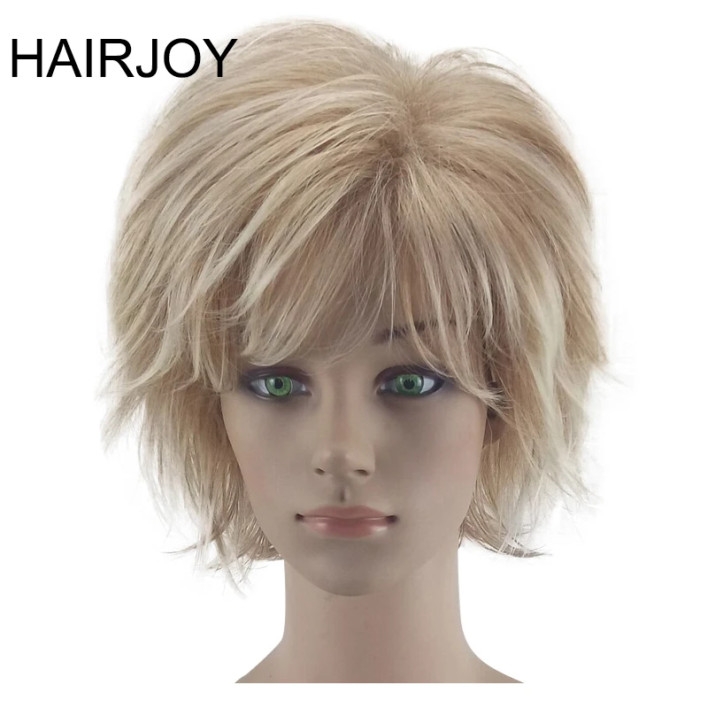 HAIRJOY белые женские синтетические волосы парики блонд Короткие вьющиеся парик термостойкие волосы 2 цвета доступны