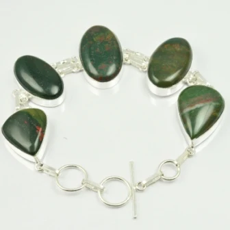 

Blood Stone Bracelet Silvers Overlay over Copper , 24 cm, B2265