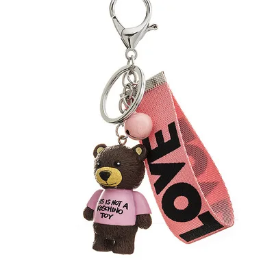 

Teddy Bear Key Chains Women Cute Bear Love Ribbon Keychain Key Rings Fashion Bag Car Charms Jewelry porte clef Key holder
