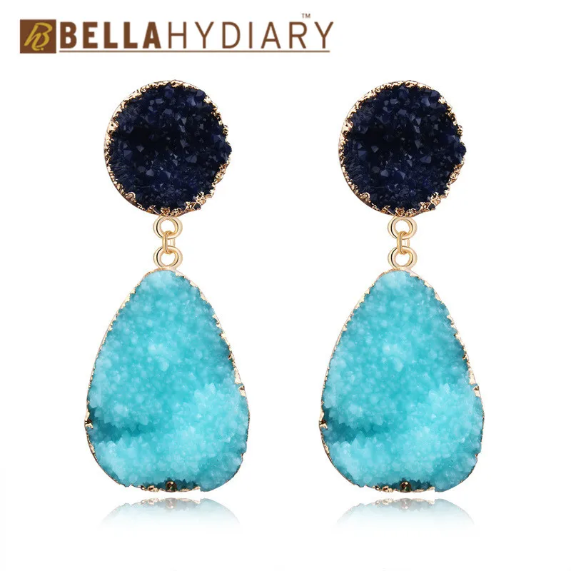 Модные серьги из смолы Druzy, серьги в форме капли воды для женщин, ювелирное изделие, массивные серьги Mujer Moda, подарки для женщин, аксессуары