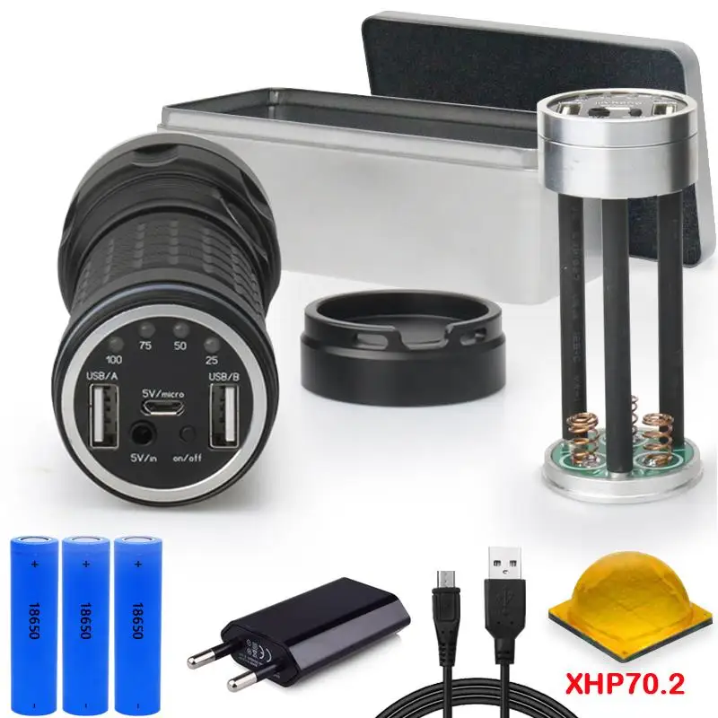 XHP70 фонарь большой дальности самый мощный фонарик CREE power bank charge18650 usb