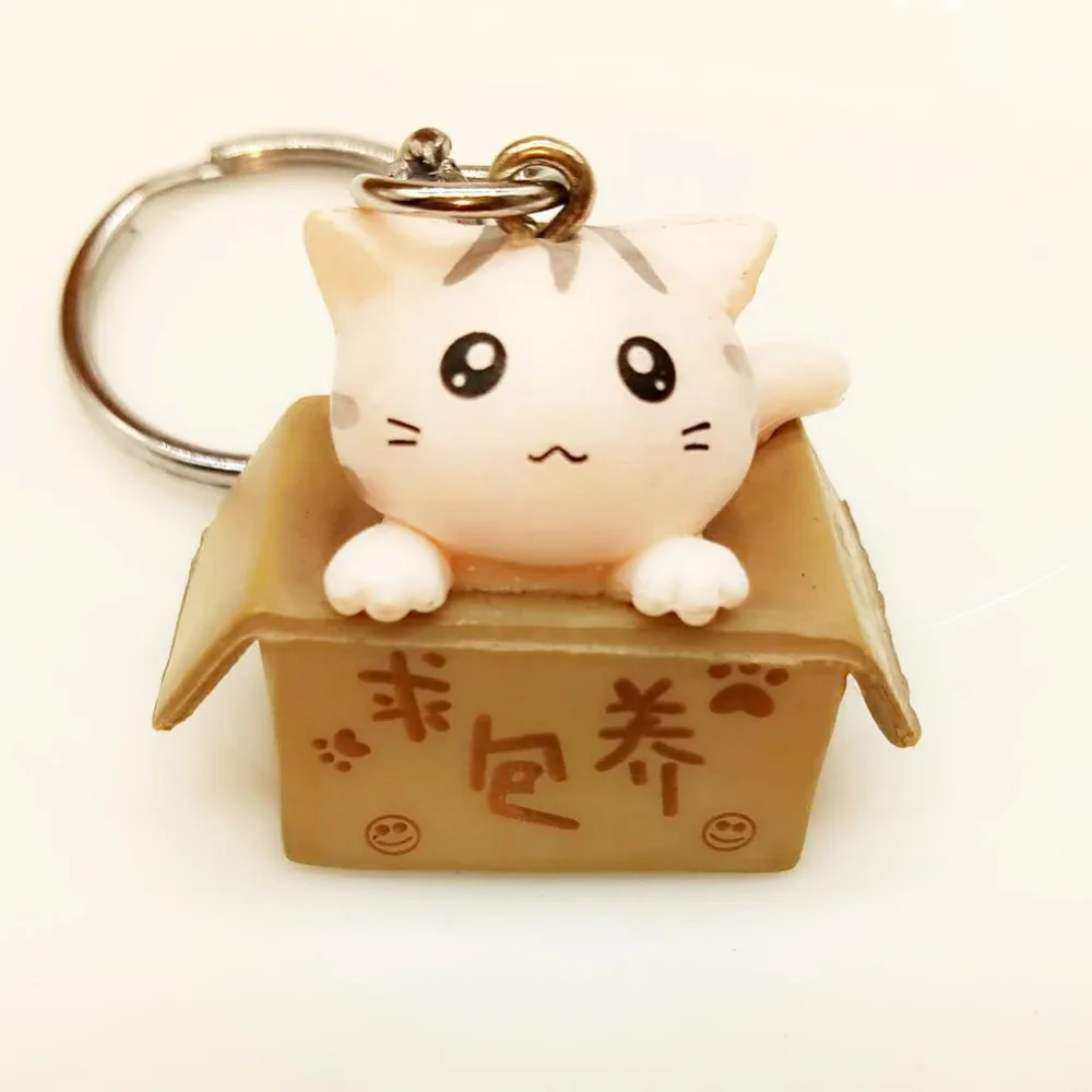 Милый Кот &quotПожалуйста примите меня&quot брелок Kawaii картонное кольцо для ключей