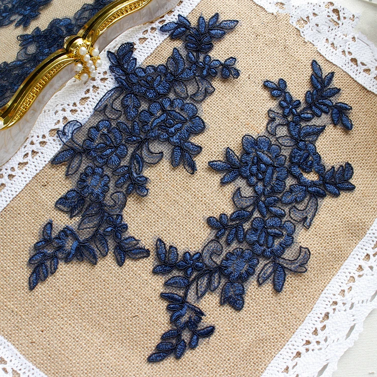 1 пара белая черная розовая вышитая нашивка-аппликация кружевные нашивки для