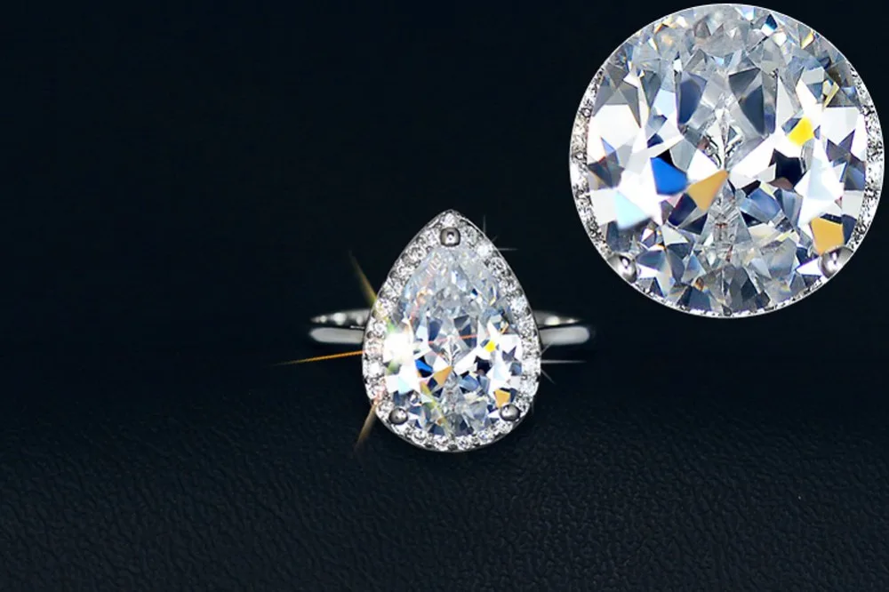 AINUOSHI Teardrop Halo Pear Cut 4 карата кольца стерлингового серебра 925 пробы для женщин обручальное свадебное кольцо украшения на свадьбу, годовщину