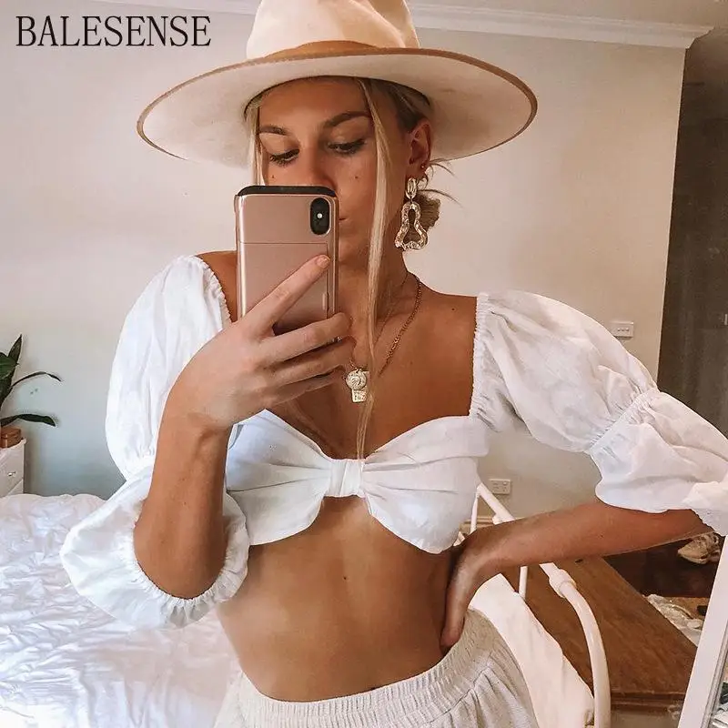 Летняя блузка женские сексуальные топы с v образным вырезом рукавами буффами и