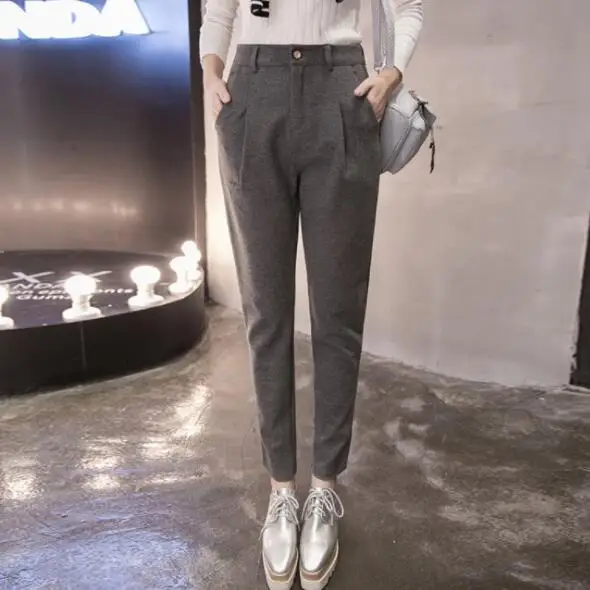 2019 New Vintage Warm Trousers for Women Black Slim Harem Pants Winter Female Capris Pantalon Femme S-2XL DV712 | Женская одежда