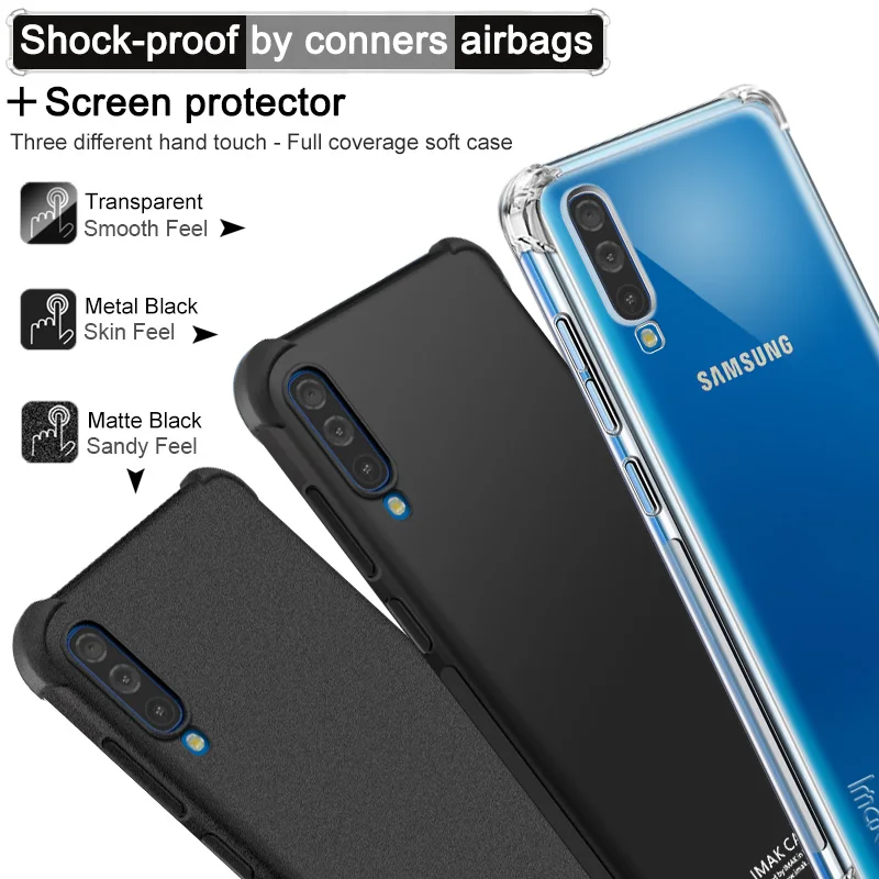 Мягкий силиконовый чехол Imak Для Samsung Galaxy A70 A50 противоударный с подушками