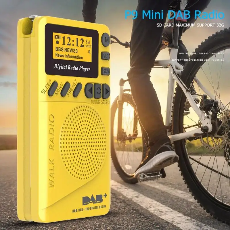 P9 Мини карманный DAB цифровой радио Воспроизведение FM цифровой демодулятор портативный MP3 плеер с ЖК-дисплеем экран мультимедийный плеер