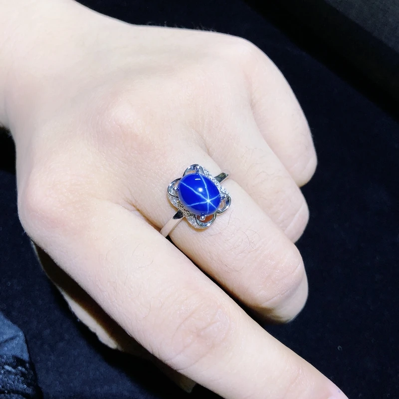 Сапфировое Кольцо Starlight классическое украшение из чистого серебра 925 пробы
